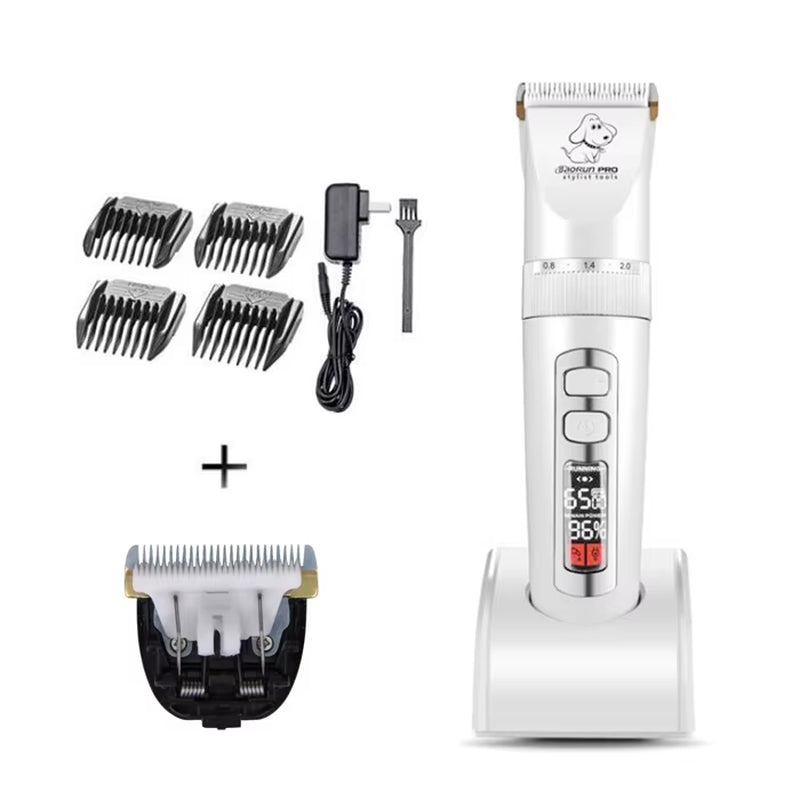 Baorun P2 Professional Rechargeable Electric Hair Clipper for Dogs and Cats with LCD Screen