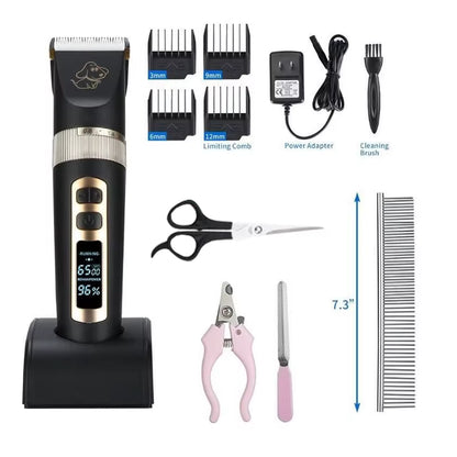 Baorun P2 Professional Rechargeable Electric Hair Clipper for Dogs and Cats with LCD Screen