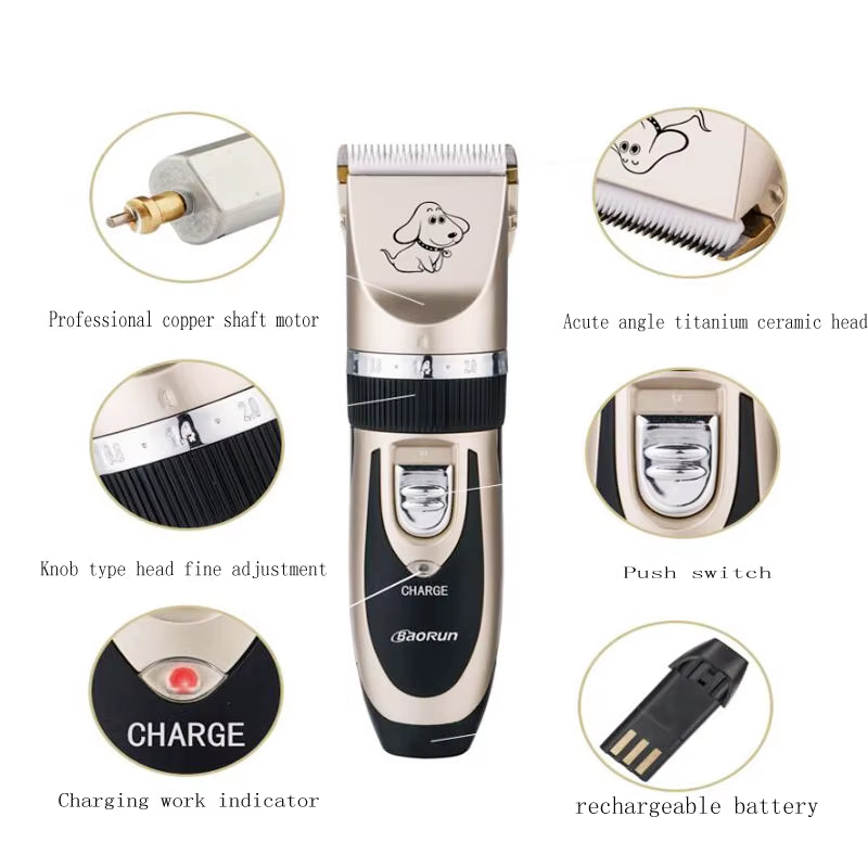 Baorun P2 Professional Rechargeable Electric Hair Clipper for Dogs and Cats with LCD Screen